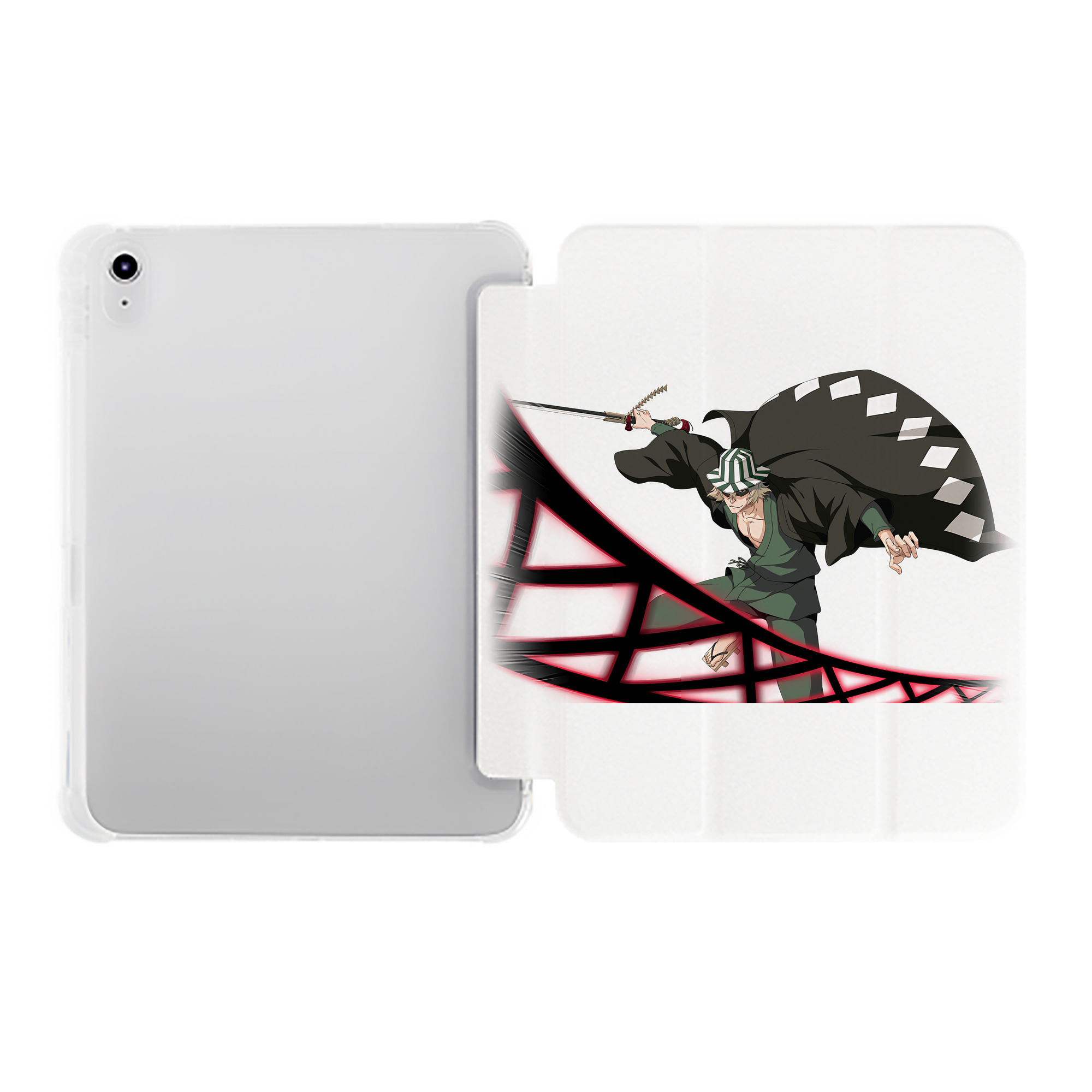 （画像用） "ブリーチ 浦原 喜助（うらはら きすけ） BLEACH Urahara Kisuke " IPad ケース ペン収納付き 三つ折りスタンド PUレザー×シリコン 対応機種9.5/10.5/10.9インチ